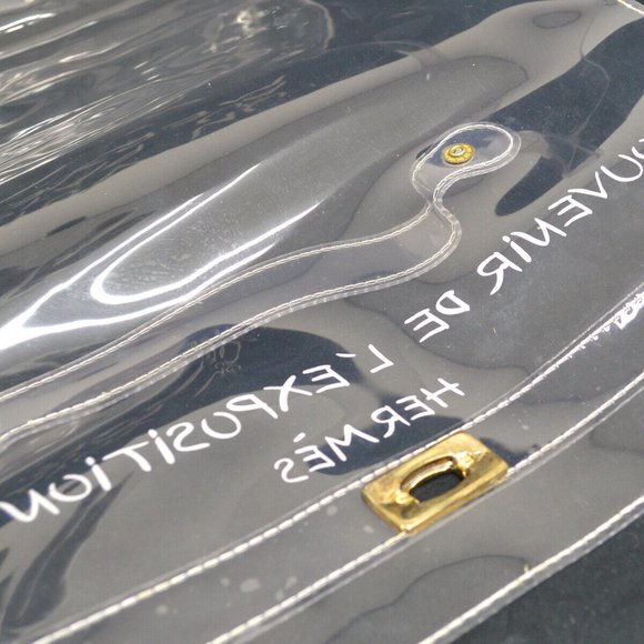 Authenticity Guarantee HERMES Vinyl Kelly Beach Hand Bag SOUVENIR DE L'EXPOSITI - Picture 10 of 10